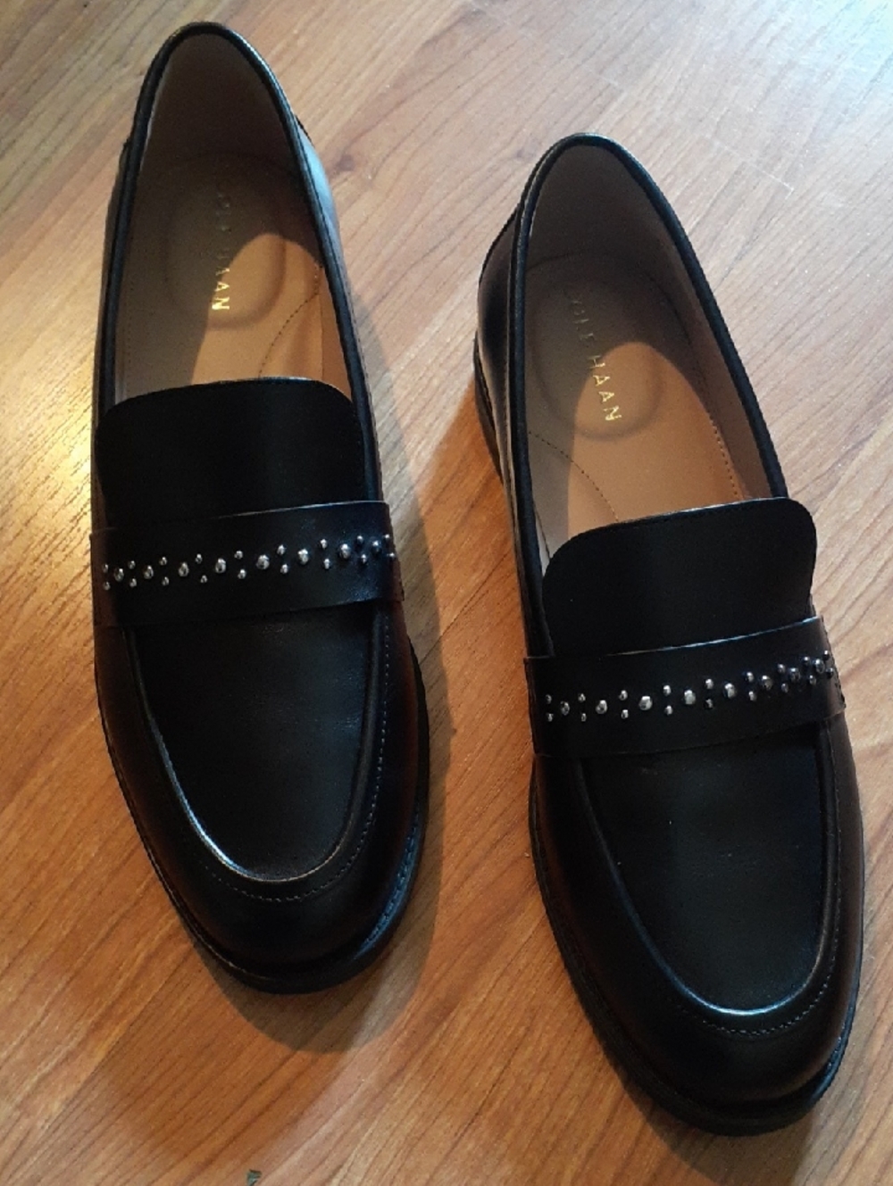 Cole Haan Black Studded Leather Loafers. Size 7.5. Excellent Condition